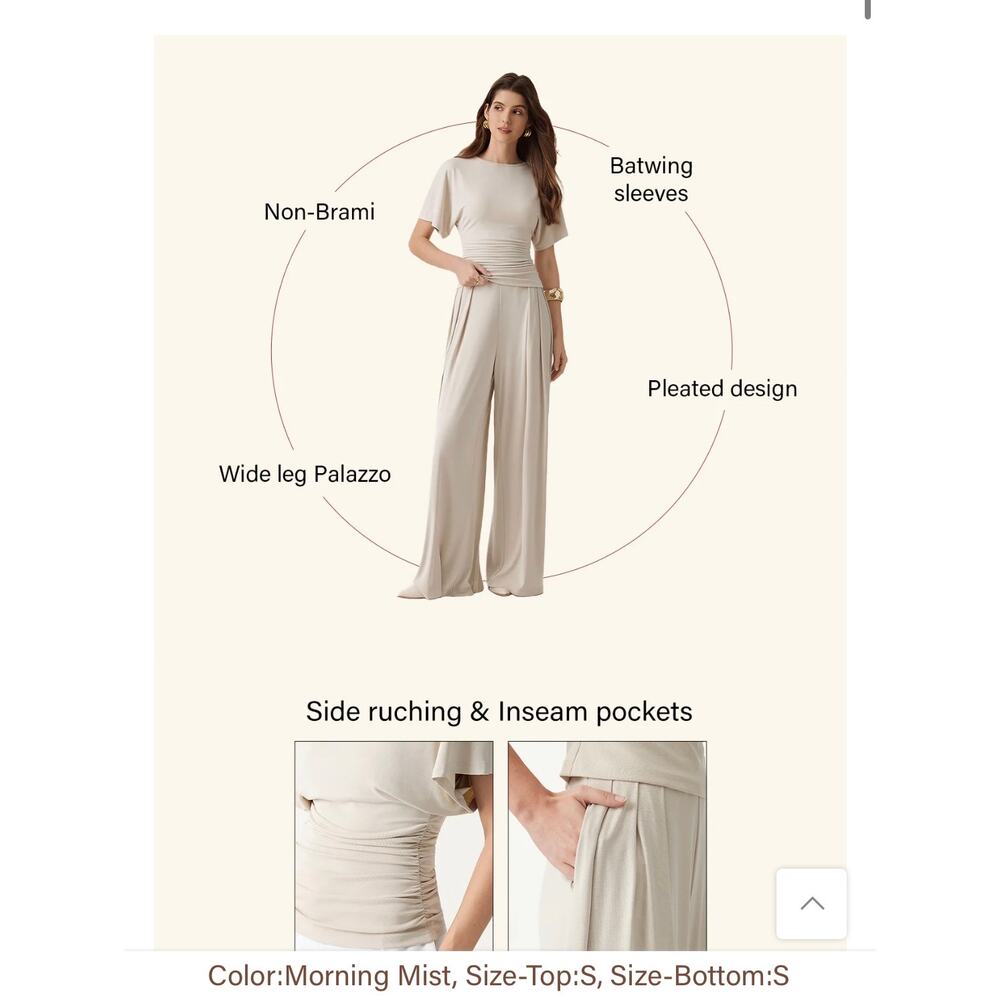 OGL Boatneck Batwing Top & Palazzo Pants Set | Morning Mist | S | NWT - Picture 4 of 16